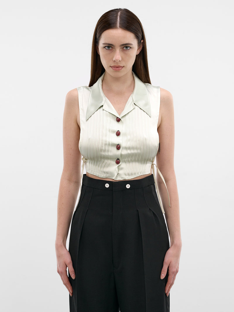 White Silk Stole Crop Top (S51TH0094-MTN152-LIGHT-PISTACH)