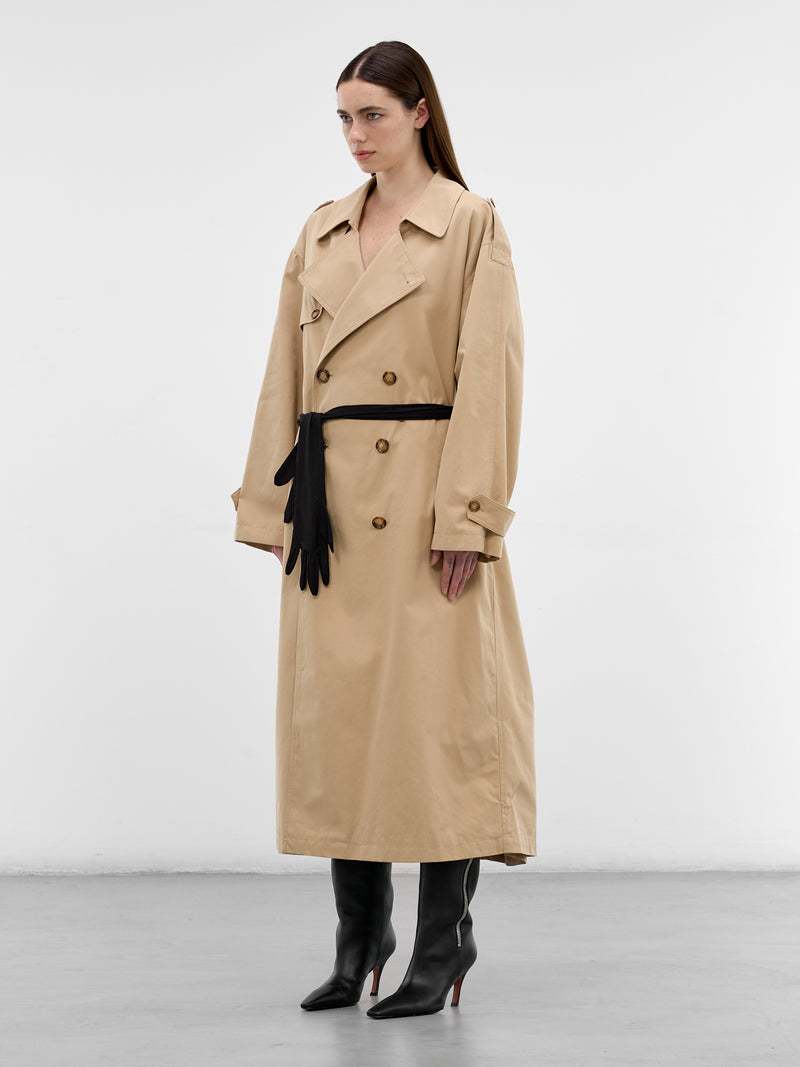 Beige Glove Belted Trench Coat (S52AH0084-M35368-154-BEIGE)