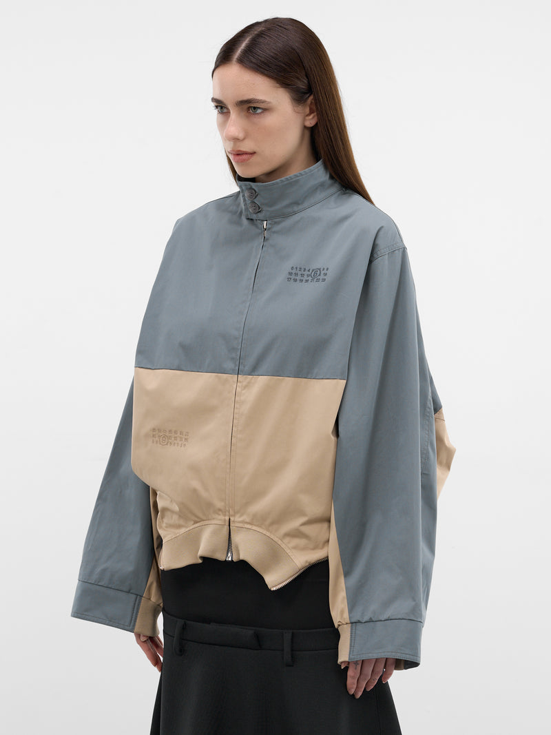 Mirrored Two-Tone Zip Jacket (S52AM0346-M35734-GREY-BLUE-BEI)