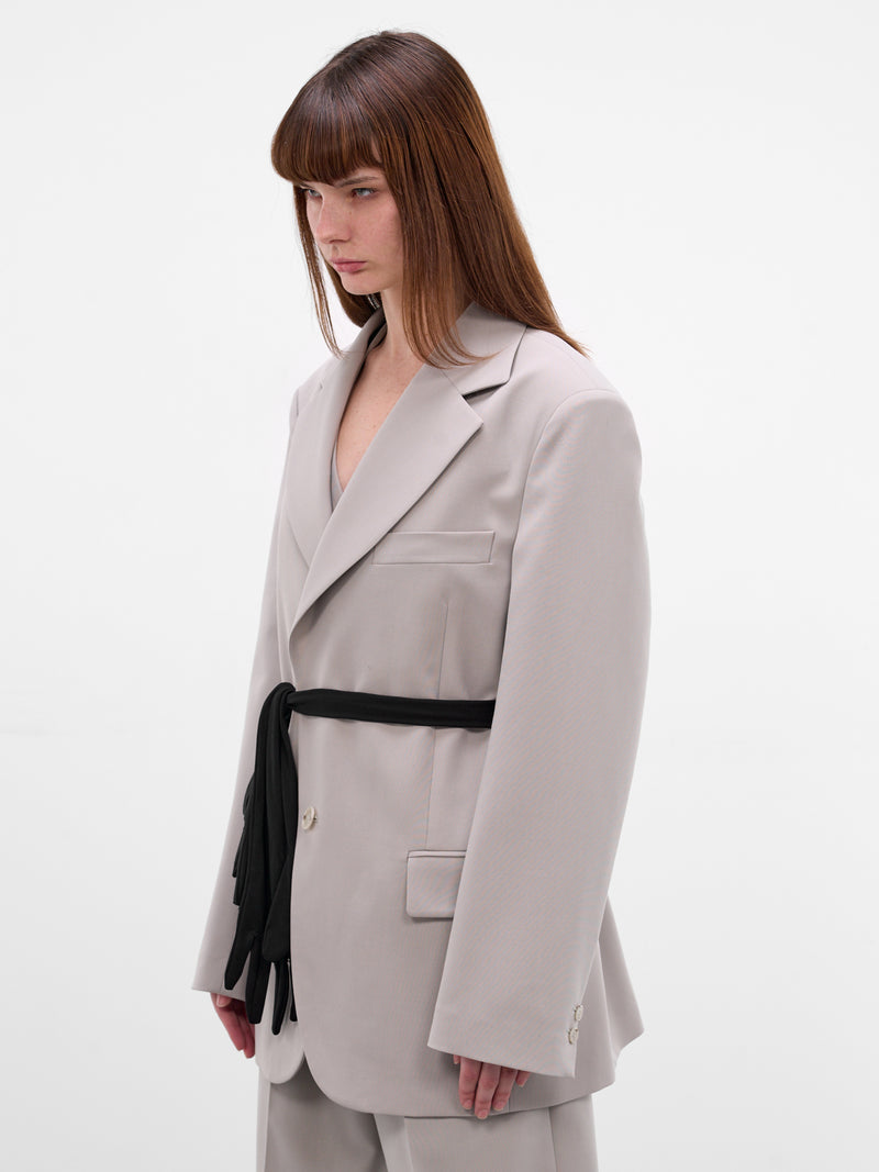 Gray Wool Glove Belt Blazer (S52BN0147-M35436-858-PALE-GREY)