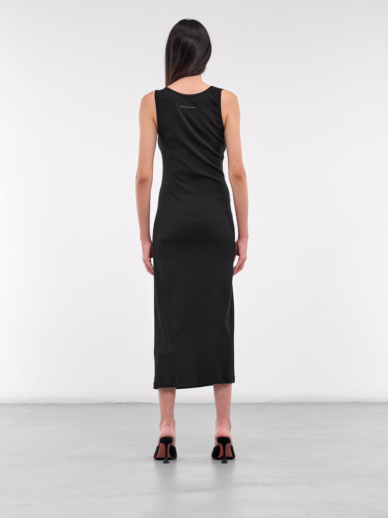 Hook-Eye Asymmetric Draped Dress (S52CT0786-M20054-900-BLACK)