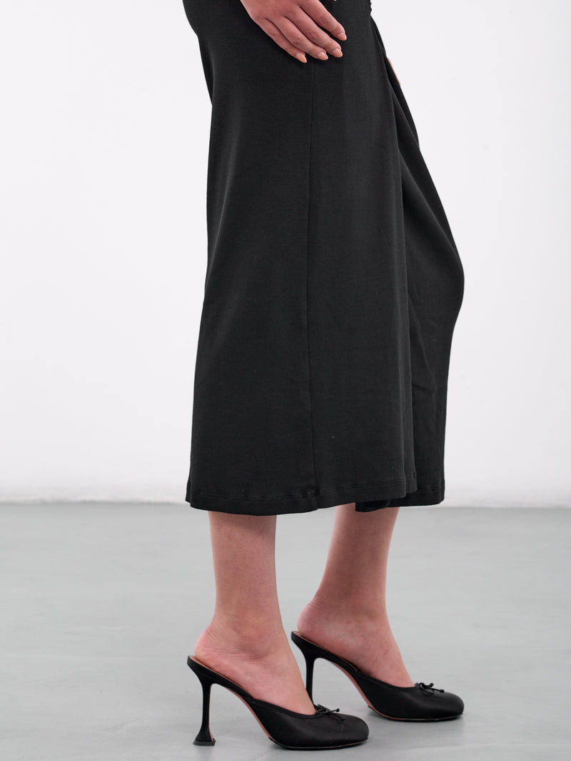 Hook-Eye Asymmetric Draped Dress (S52CT0786-M20054-900-BLACK)