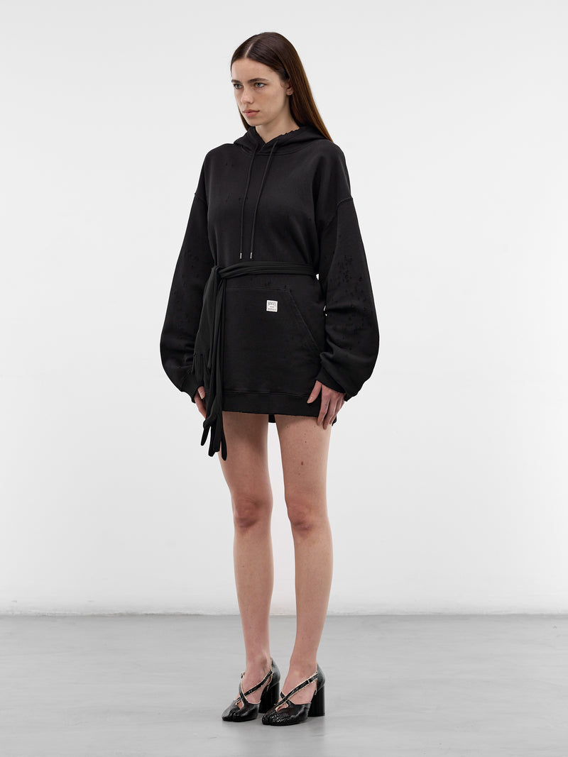 Black Lycra Glove Belt Hoodie (S52DA0083-M25025-900-BLACK)