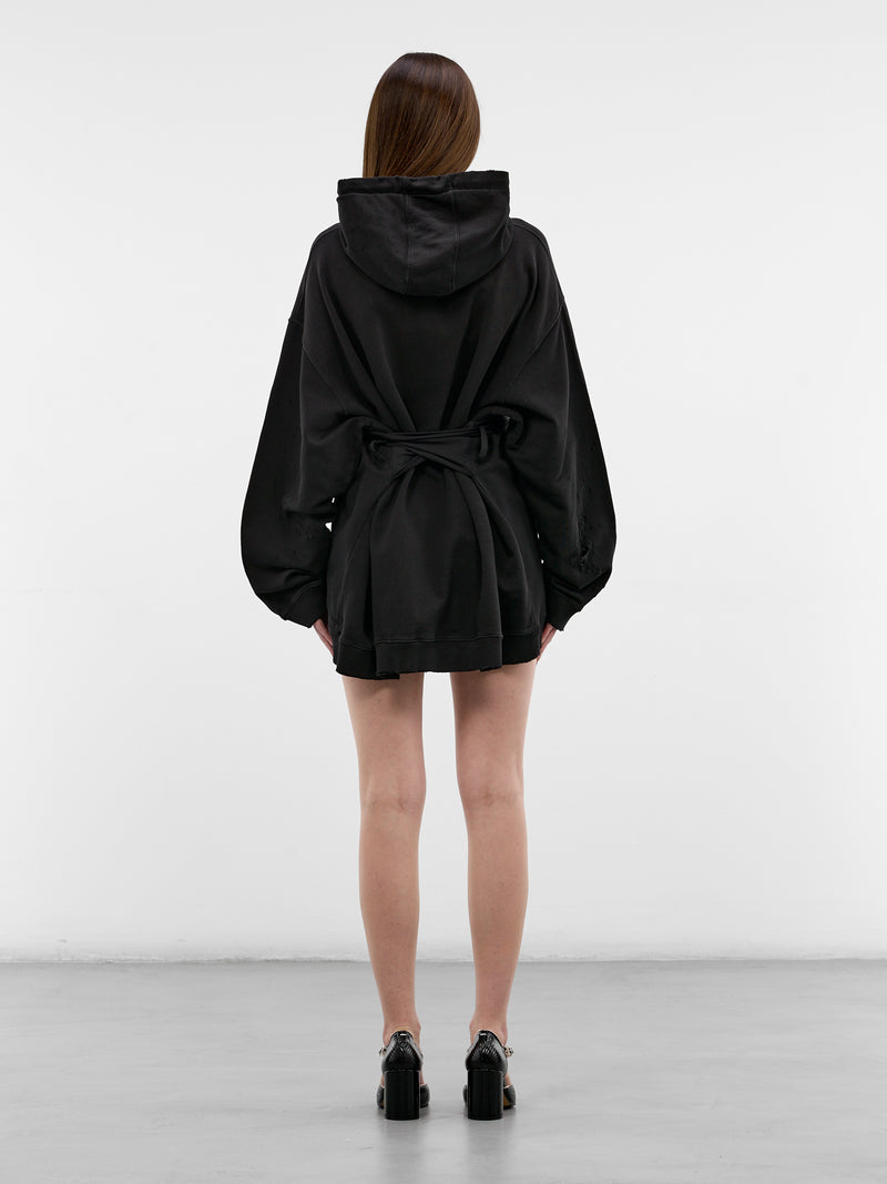 Black Lycra Glove Belt Hoodie (S52DA0083-M25025-900-BLACK)