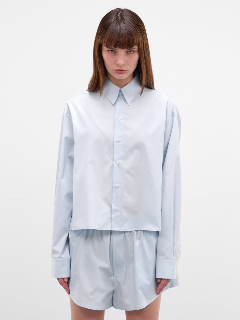 Blue Cropped Cotton Shirt (S52DT0064-M35480-LIGHT-BLUE)