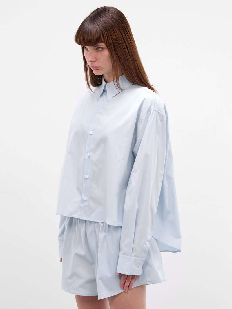 Blue Cropped Cotton Shirt (S52DT0064-M35480-LIGHT-BLUE)