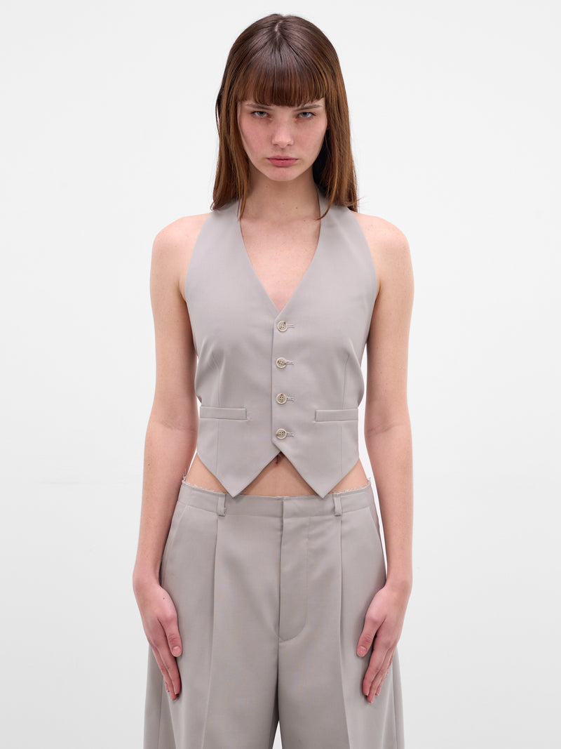 Gray Wool Tailored Vest (S52FB014-M35436-858-GRAY)