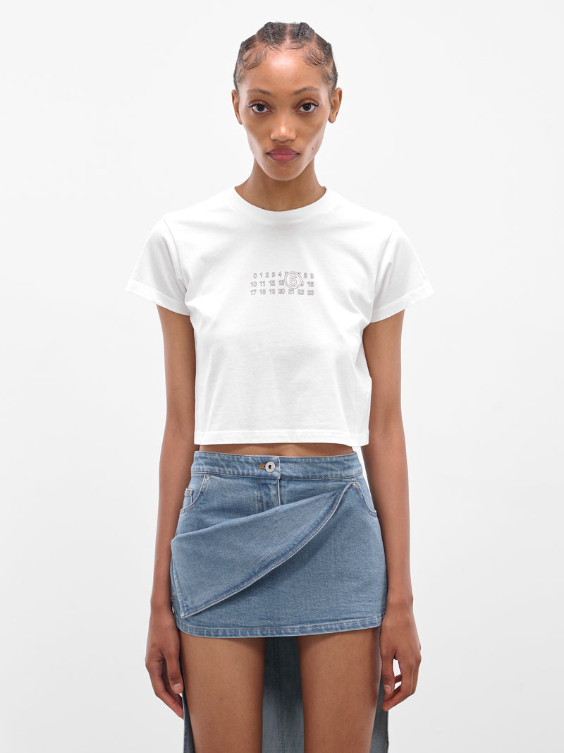 White Cropped Numeric Logo Tee (S52GC0352-S24312-101-WHITE)