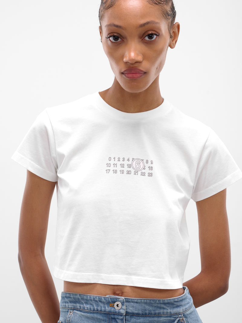White Cropped Numeric Logo Tee (S52GC0352-S24312-101-WHITE)