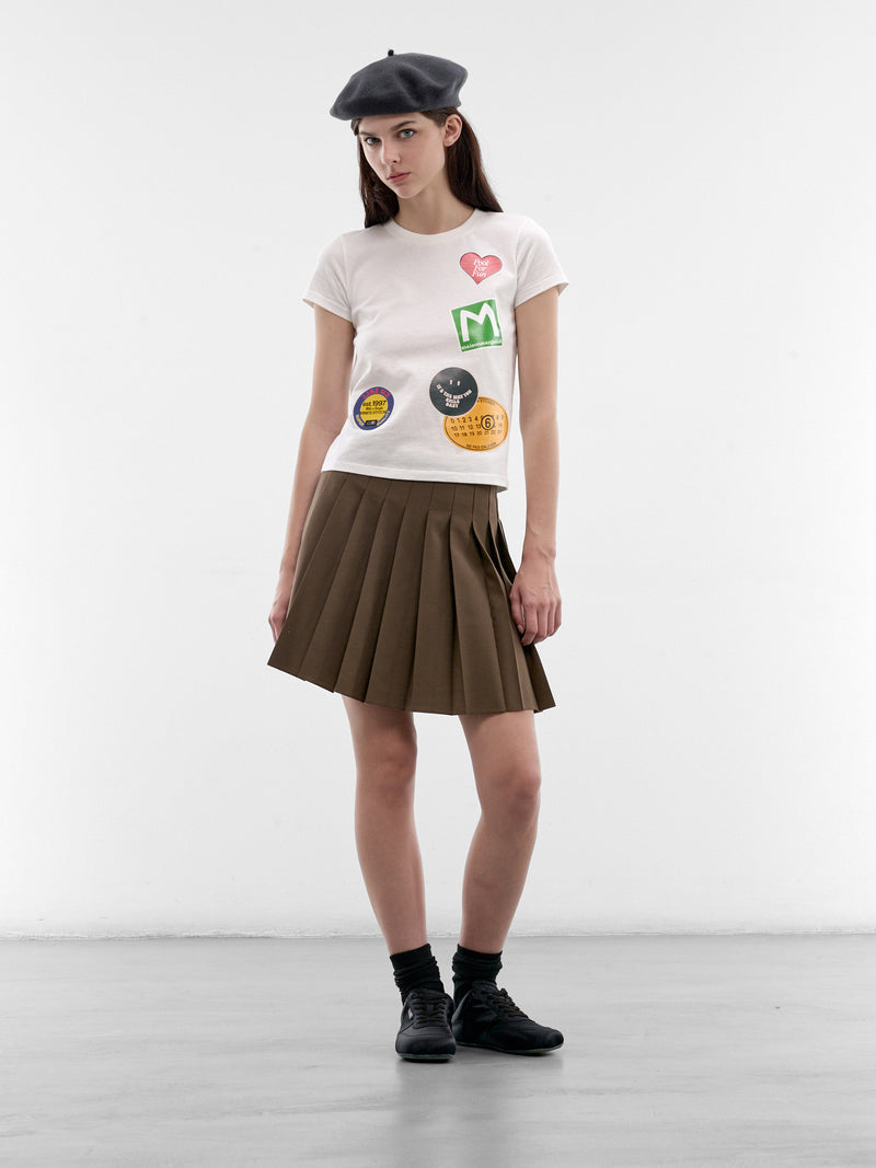 Brown Wool Pleated Mini Skirt (S52MC0024-M35436-123-BROWN)