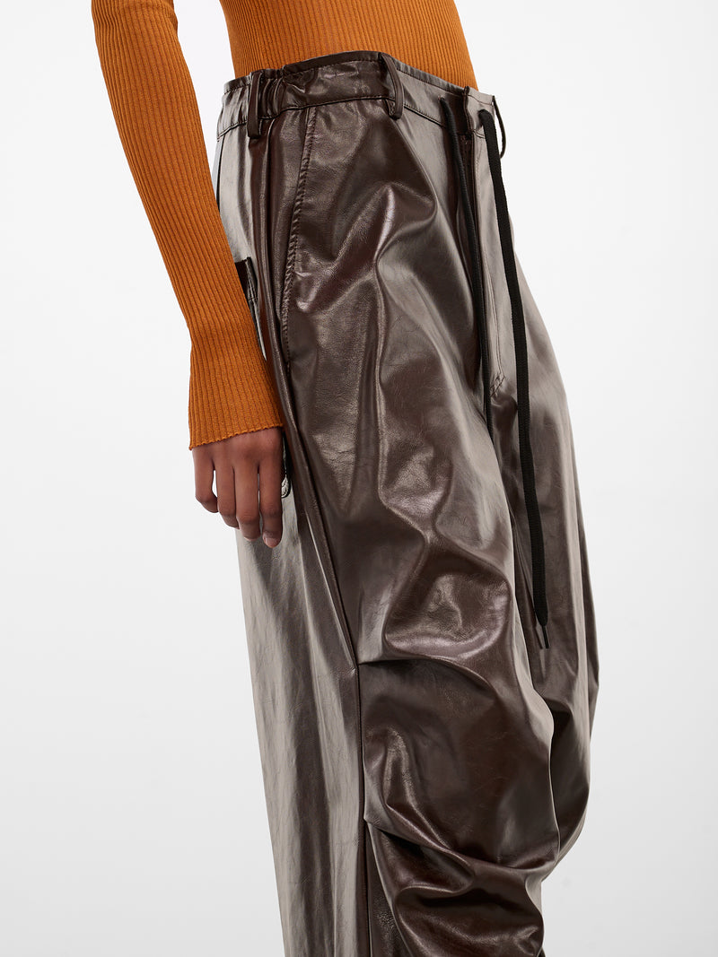 Brown Coated Wide Leg Trousers (S52KA0510-M35465-144-BROWN)