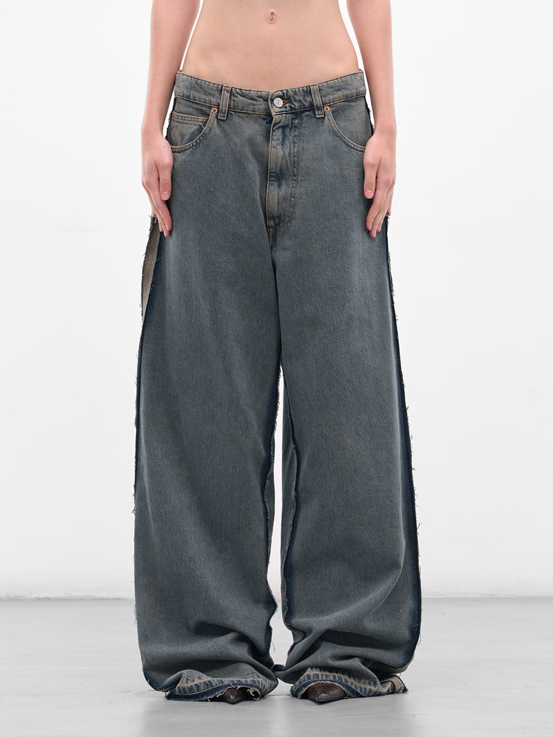 Blue Denim Deconstructed Baggy Jeans (S52LA0265-S30844-963-BLUE)