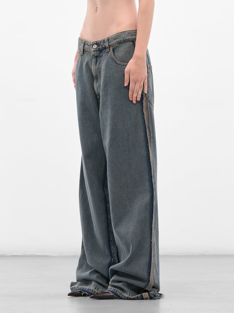 Blue Denim Deconstructed Baggy Jeans (S52LA0265-S30844-963-BLUE)