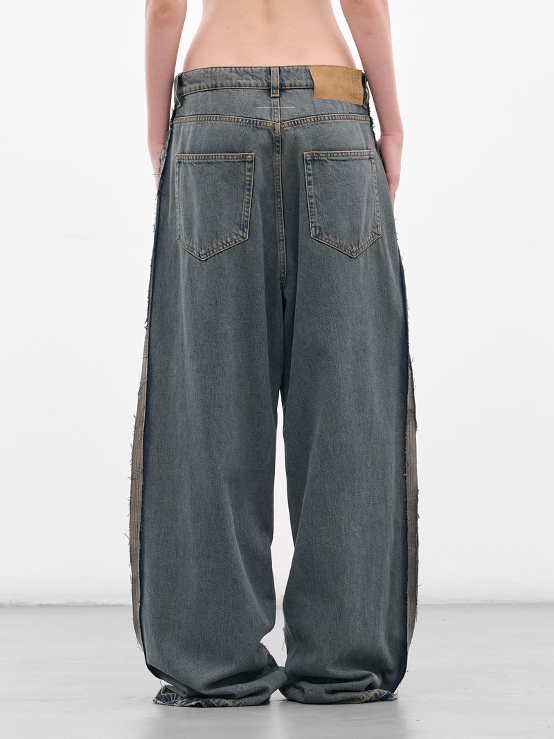 Blue Denim Deconstructed Baggy Jeans (S52LA0265-S30844-963-BLUE)
