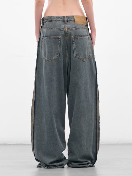 Blue Denim Deconstructed Baggy Jeans (S52LA0265-S30844-963-BLUE)