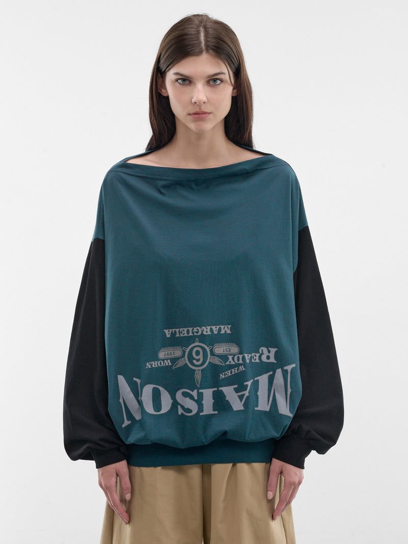 Two-Tone Upside-Down Sweatshirt (S52NH0045-M20048-961-PETROL-BL)