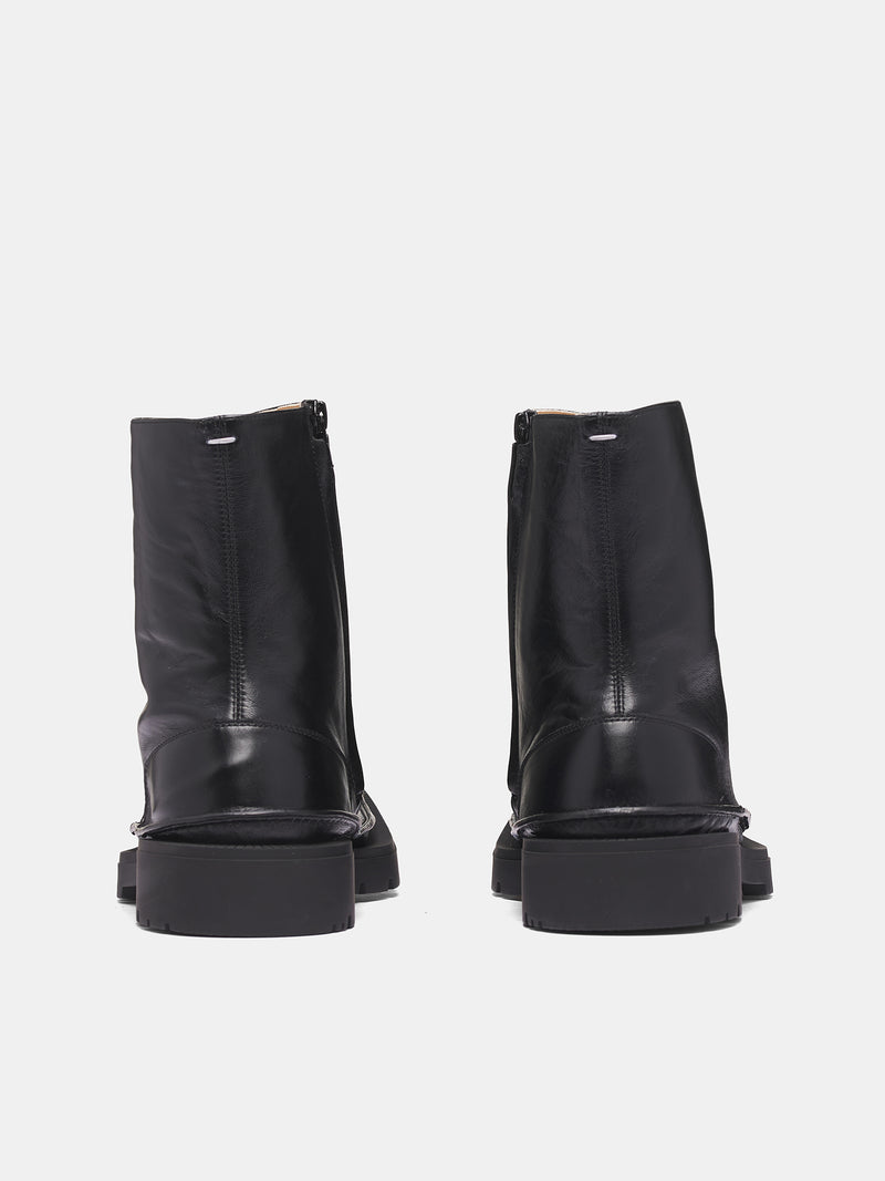 Black Leather Level Ankle Boots (S57WU0299-P7786-BLACK)