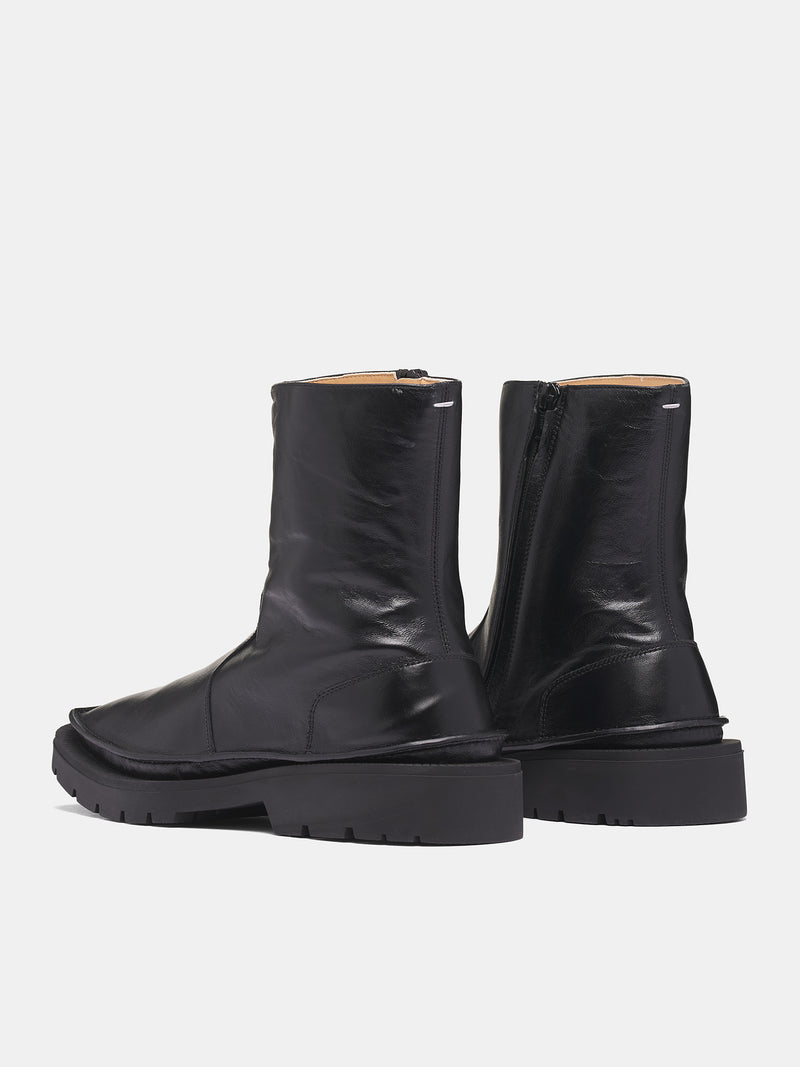 Black Leather Level Ankle Boots (S57WU0299-P7786-BLACK)