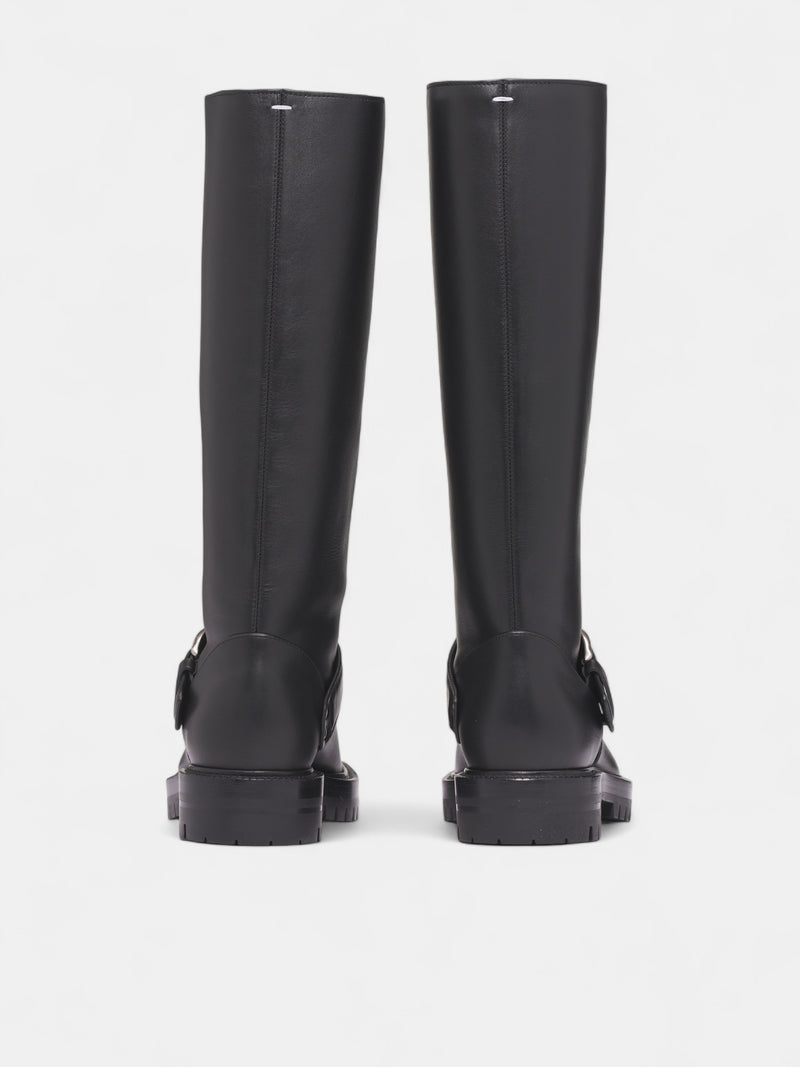 Leather Country Knee-High Tabi Boots (S58WW0162-P3292-H8396-BLACK)
