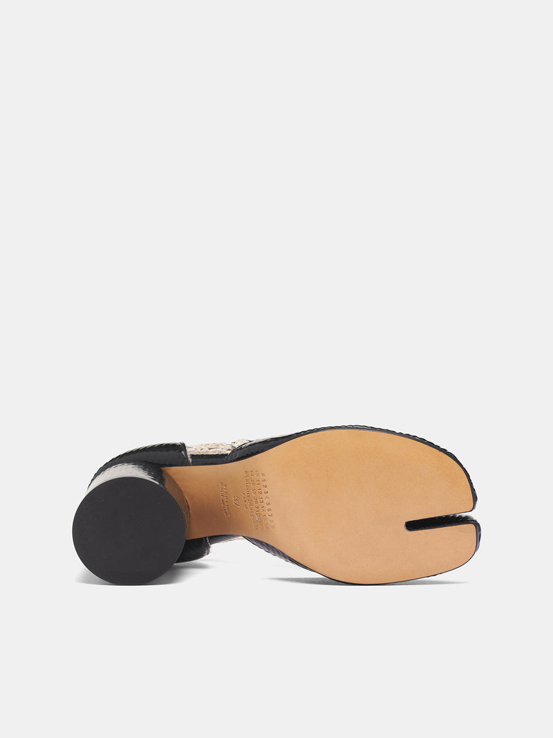 Black Leather Tabi Strappy Heels (S58WL0304-P7429-H8650-BLACK)