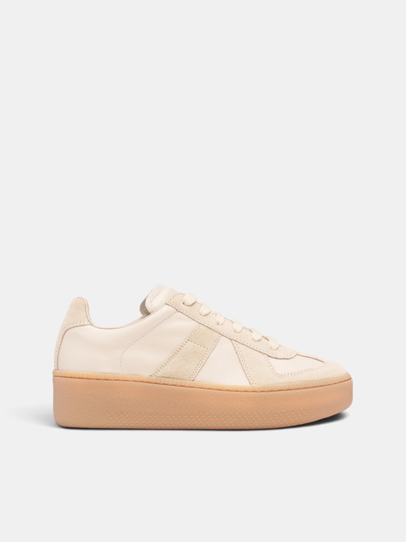 Beige Leather Replica Wedge Sneakers (S58WS0282-P1895-LAMB-PAPYRUS)