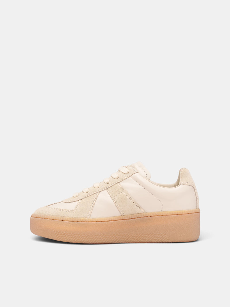 Beige Leather Replica Wedge Sneakers (S58WS0282-P1895-LAMB-PAPYRUS)