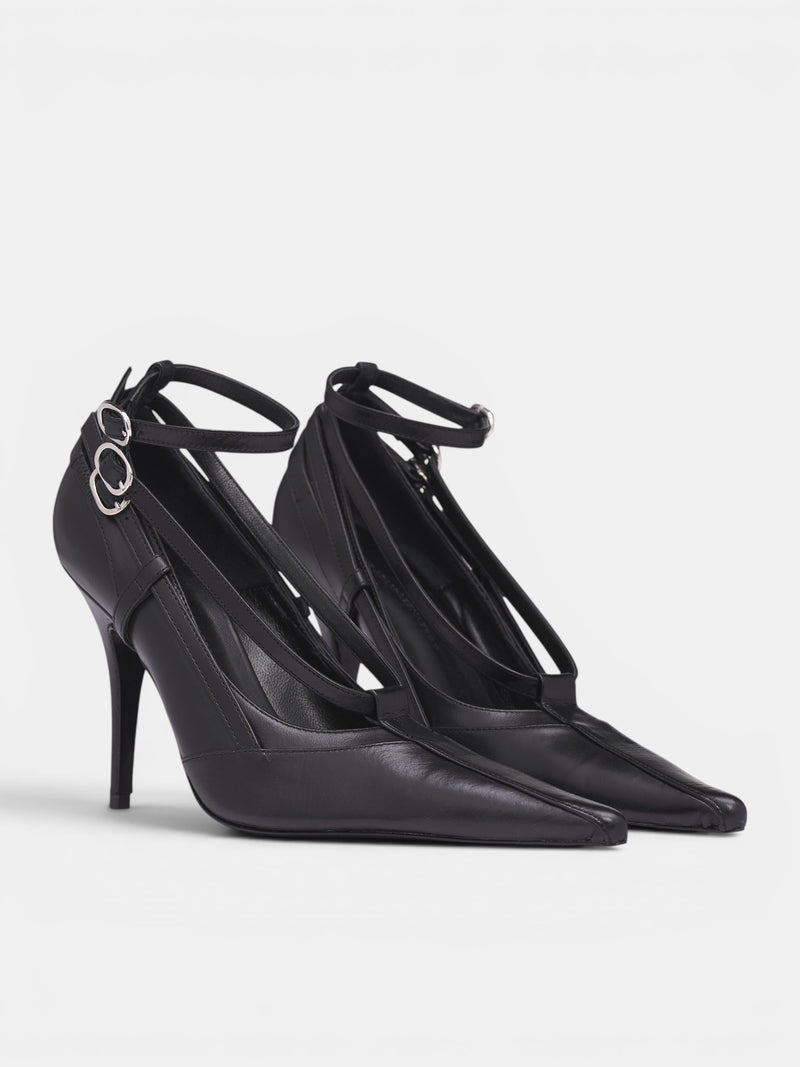 Black Leather All-In Pump Heels (S6-M-9028-1000-BLACK)