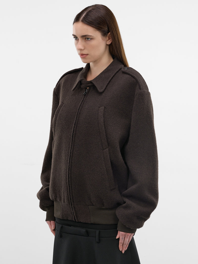 Brown Oversized Zip Jacket (S62AN0169-M35635-BROWN)
