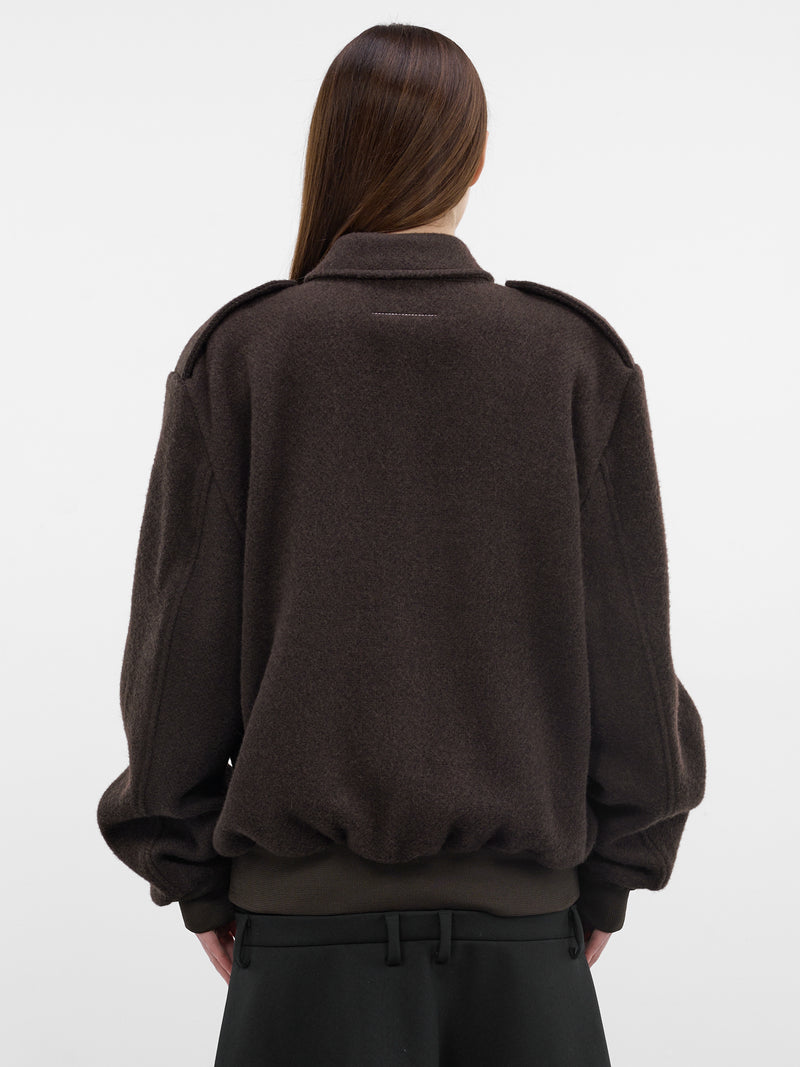 Brown Oversized Zip Jacket (S62AN0169-M35635-BROWN)