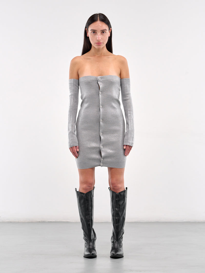 Buttoned Strapless Mini Dress (S62DA0042-M13120-GREY)