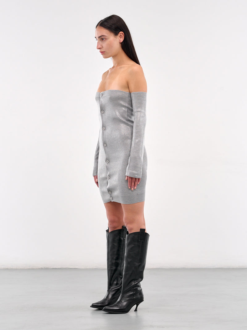 Buttoned Strapless Mini Dress (S62DA0042-M13120-GREY)
