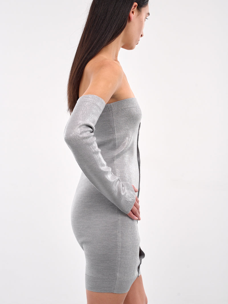Buttoned Strapless Mini Dress (S62DA0042-M13120-GREY)