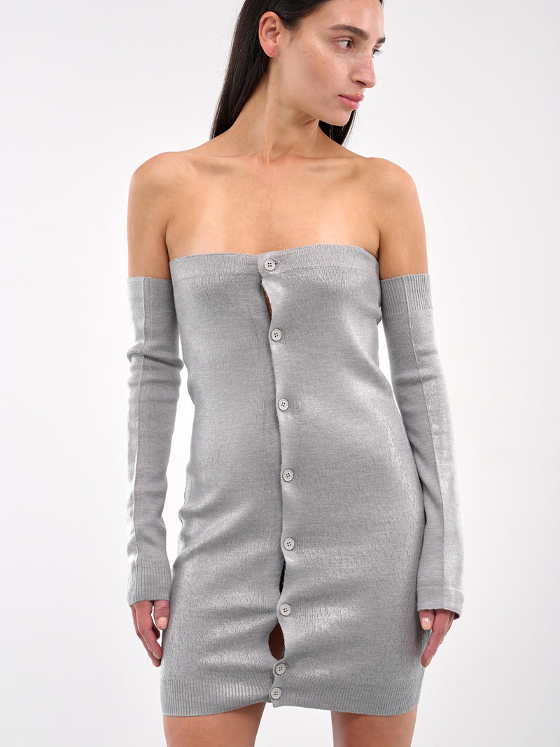 Buttoned Strapless Mini Dress (S62DA0042-M13120-GREY)