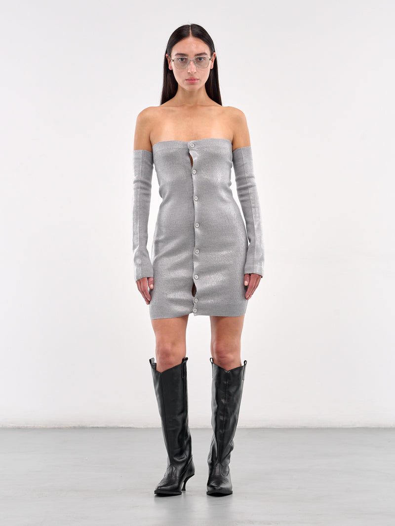 Buttoned Strapless Mini Dress (S62DA0042-M13120-GREY)