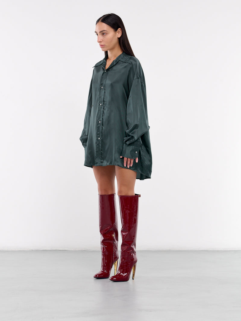 Relaxed Satin Shirt (S62DT0033-S41355-GREEN)