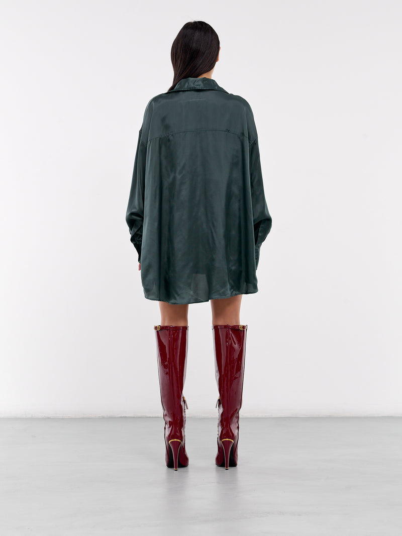 Relaxed Satin Shirt (S62DT0033-S41355-GREEN)