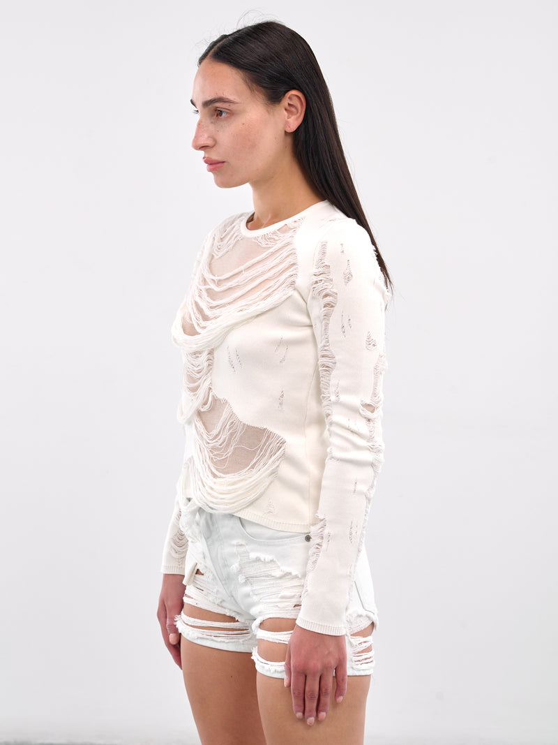 Distressed Knit Top (S62HL0032-M13121-OFF-WHITE)