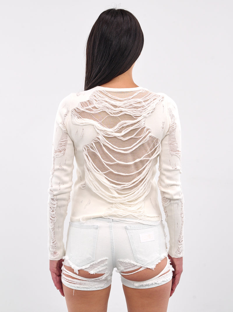 Distressed Knit Top (S62HL0032-M13121-OFF-WHITE)