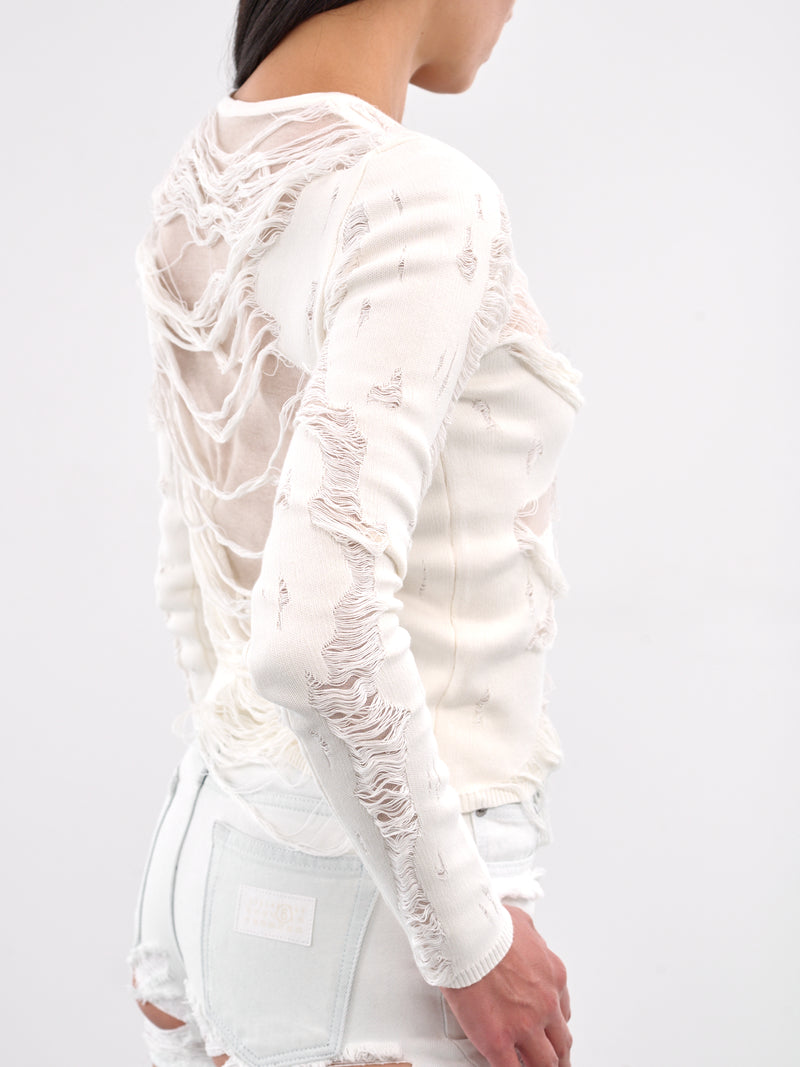 Distressed Knit Top (S62HL0032-M13121-OFF-WHITE)