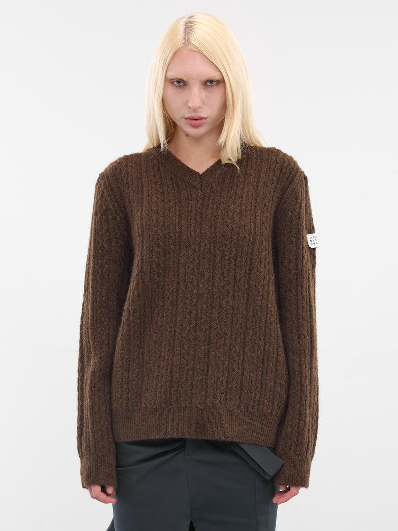 Brown Cable-Knit Sweater (S62HN0008-M13195-143-BROWN)