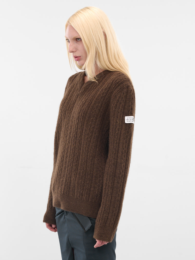 Brown Cable-Knit Sweater (S62HN0008-M13195-143-BROWN)