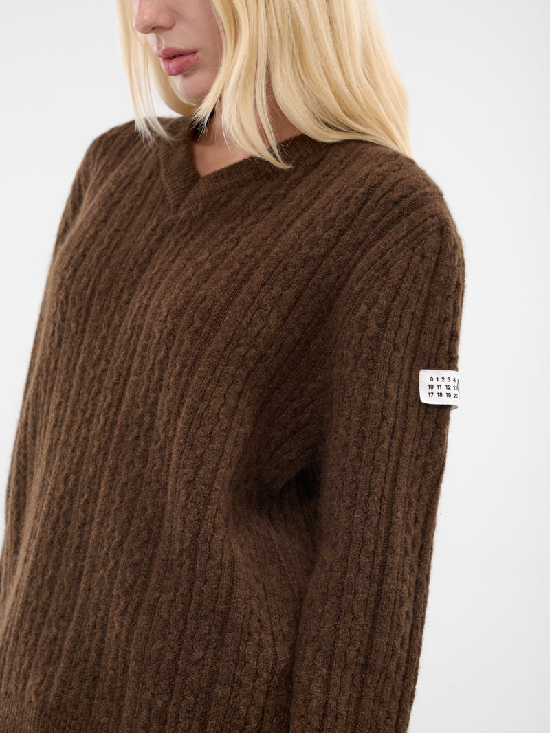 Brown Cable-Knit Sweater (S62HN0008-M13195-143-BROWN)
