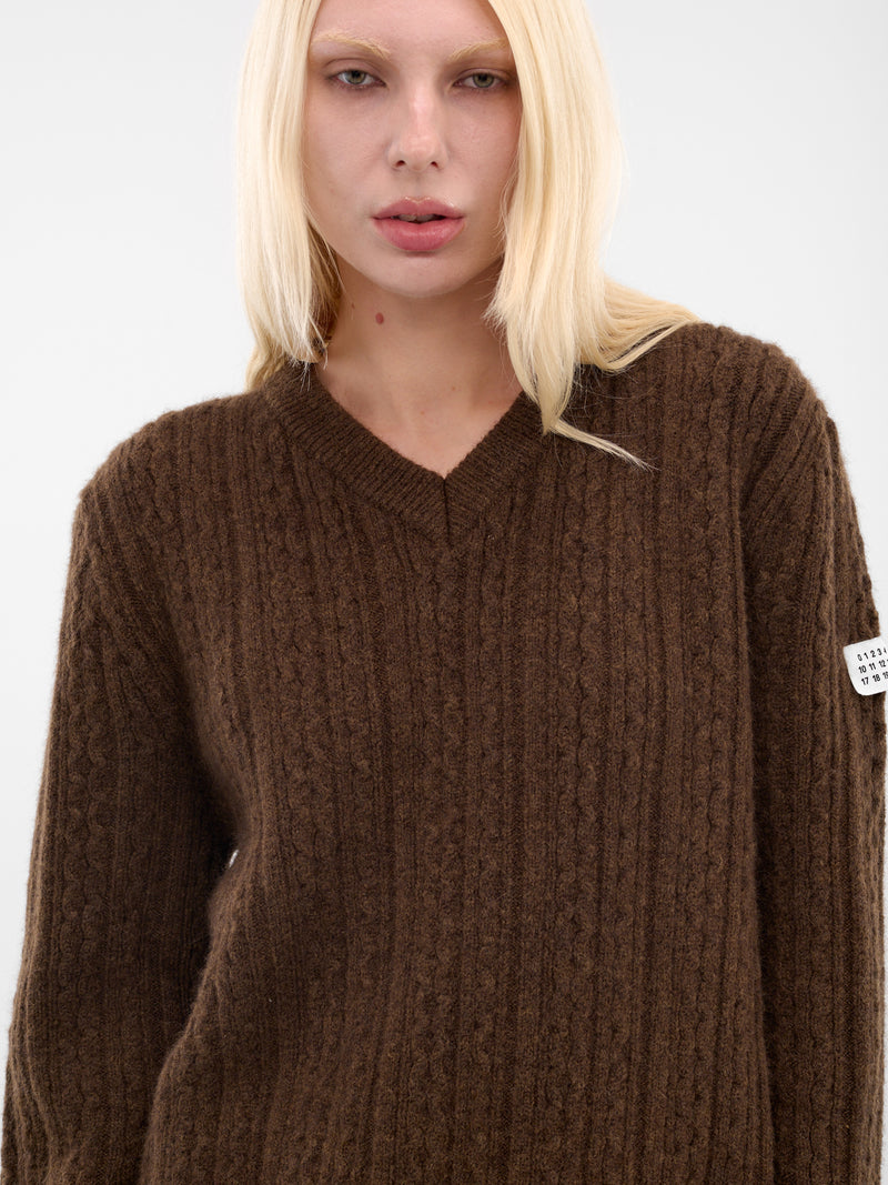 Brown Cable-Knit Sweater (S62HN0008-M13195-143-BROWN)