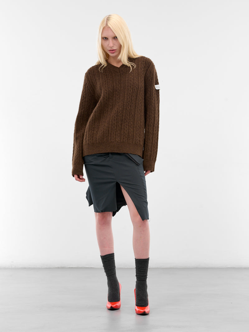 Brown Cable-Knit Sweater (S62HN0008-M13195-143-BROWN)