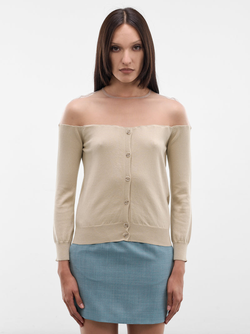 MM6 MAISON MARGIELA Transparent Shoulder Cardigan | H.Lorenzo - front