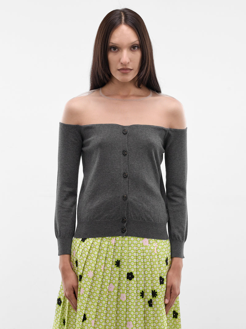 MM6 MAISON MARGIELA Transparent Shoulder Cardigan | H.Lorenzo - front