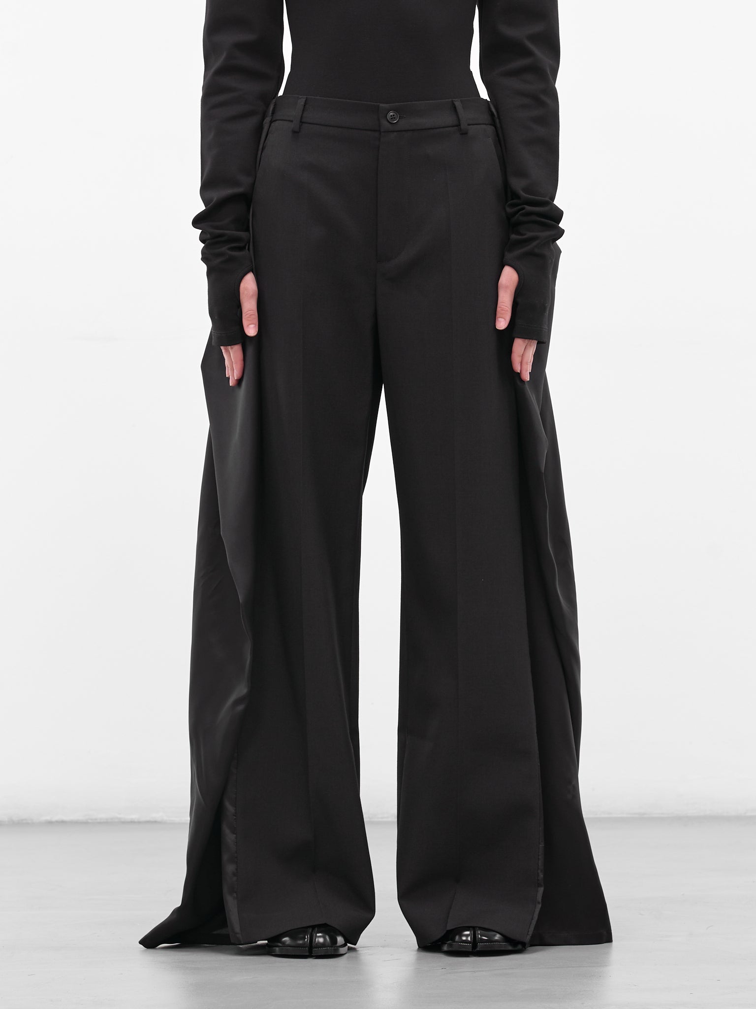 Black Deconstructed Wrap Layering Trousers (S62KB0246-M35436-899-BLACK)