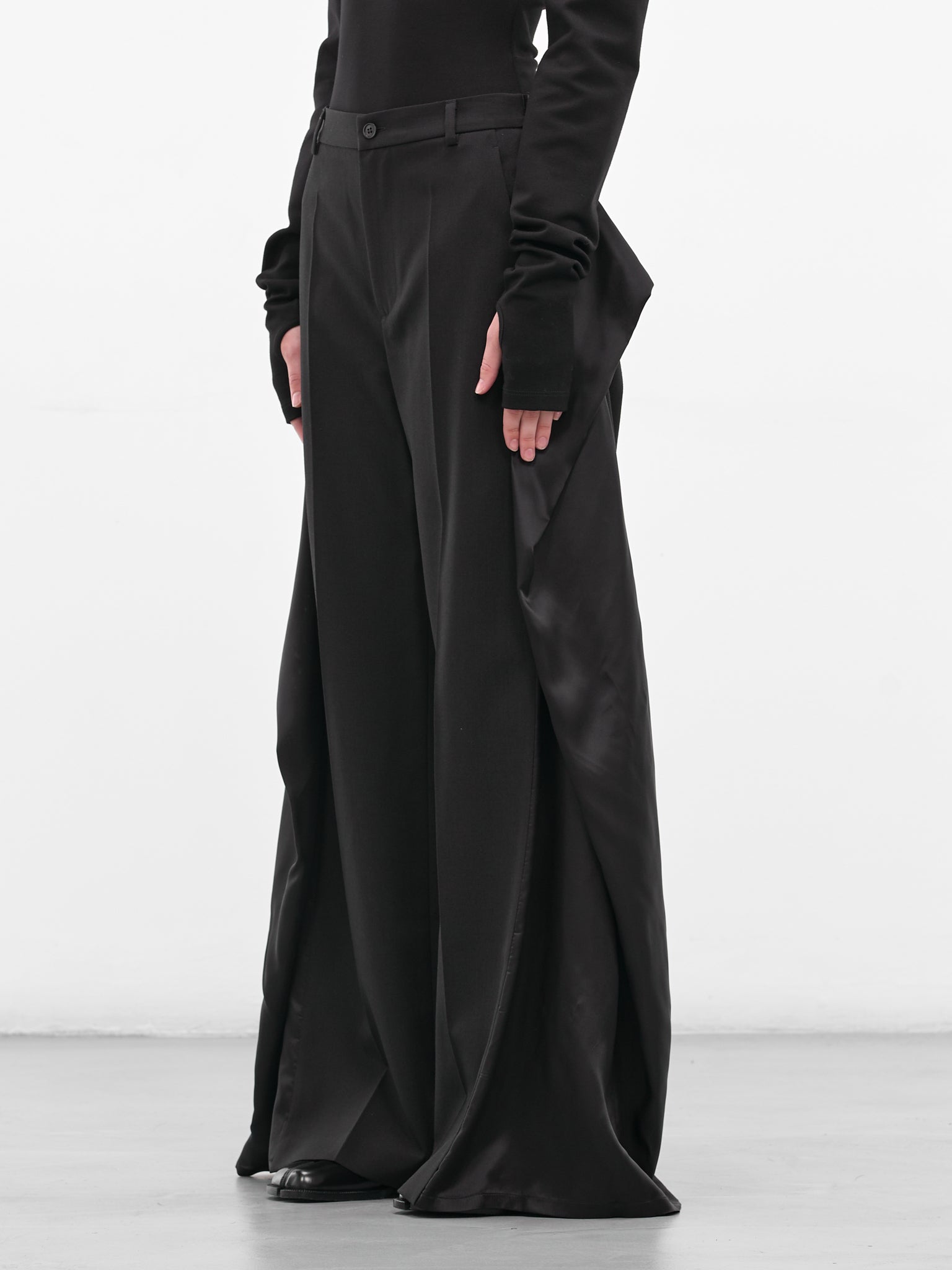 Black Deconstructed Wrap Layering Trousers (S62KB0246-M35436-899-BLACK)