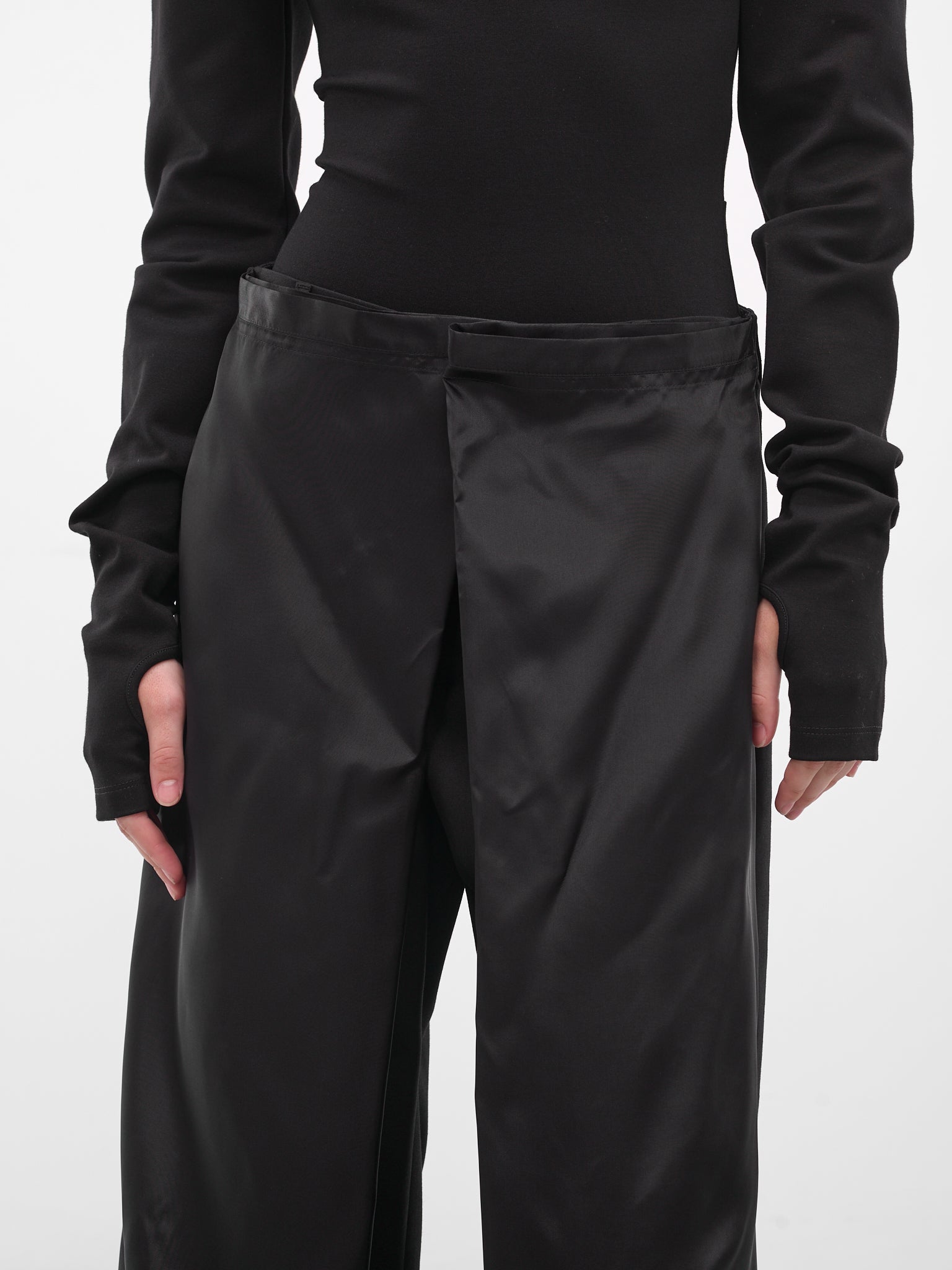 Black Deconstructed Wrap Layering Trousers (S62KB0246-M35436-899-BLACK)