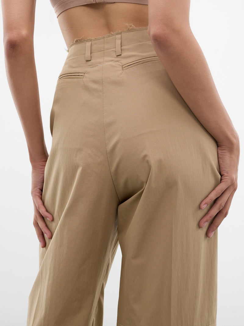 Beige Cotton Trench Wide Trousers (S62KB0265-M35858-115-BEIGE)